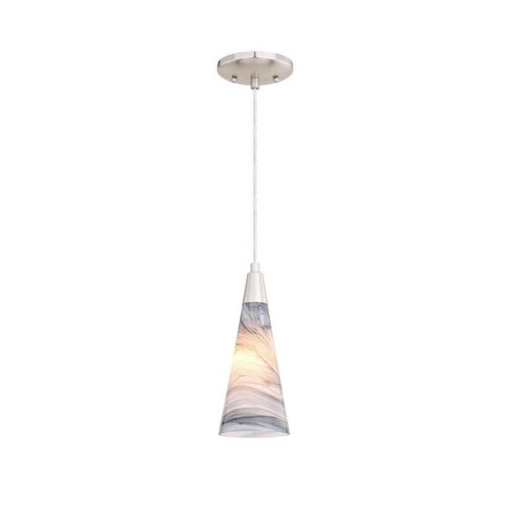 Vaxcel Milano 4.25" Mini Pendant, Marble Swirl Satin Nickel - P0410 NEW